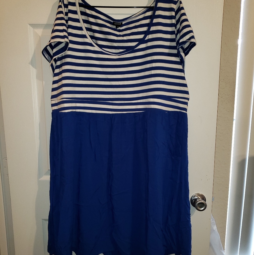 Torrid Royal blue and white stripe dress
